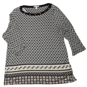 Dana Buchman Geometric Print Rayon Spandex Blouse 3/4 Sleeve Top XL